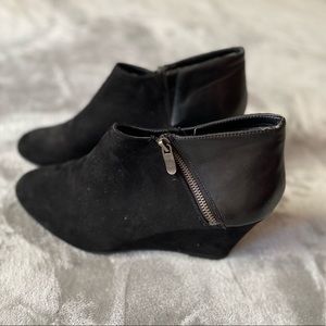 CL by Laundry Black Suede Wedge Booties